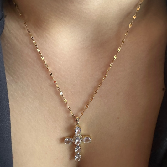 “Radiant” Gold Cross Necklace