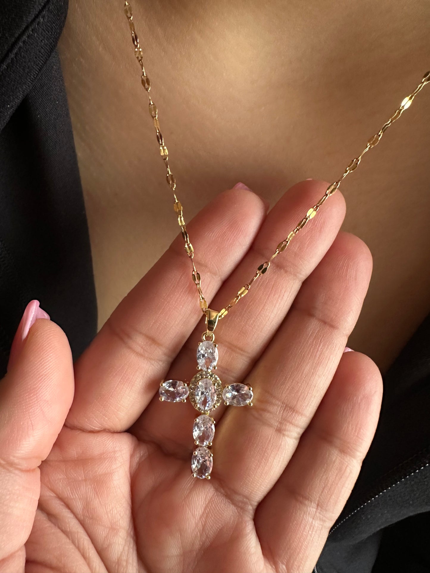 “Radiant” Gold Cross Necklace